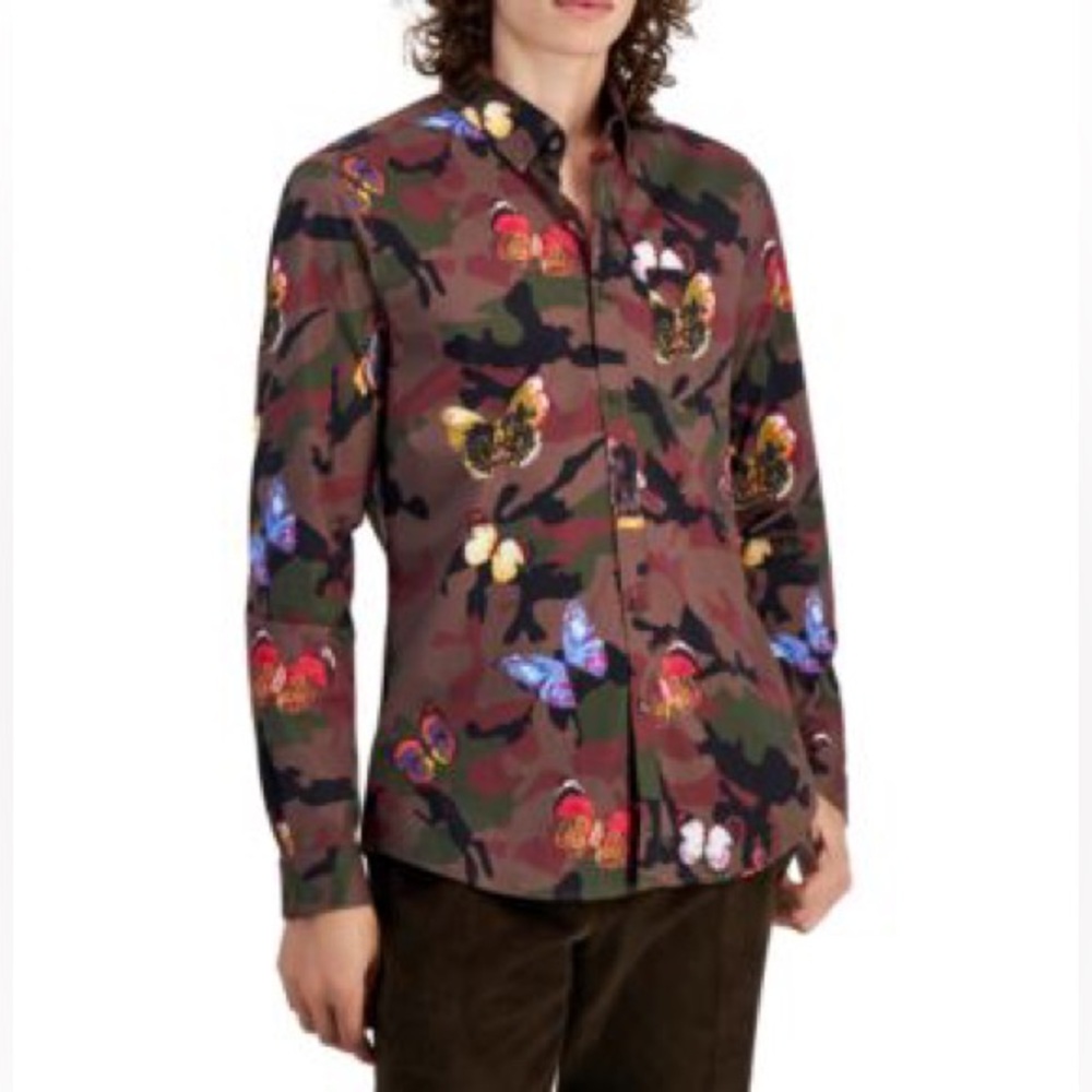 - Paisley and Gray Camo Button Up shirt size XL